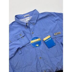 NWT Columbia Shirt Mens XL Blue Button Up Long Sleeve‎ Insect Blocker Read